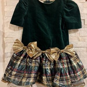Vintage Bonnie Jean Velvet and Plaid Holiday Dress | Girls 5
